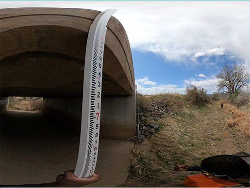 View of the Interstate-10 bridge over Hillerbrandt Bayou from the water level.